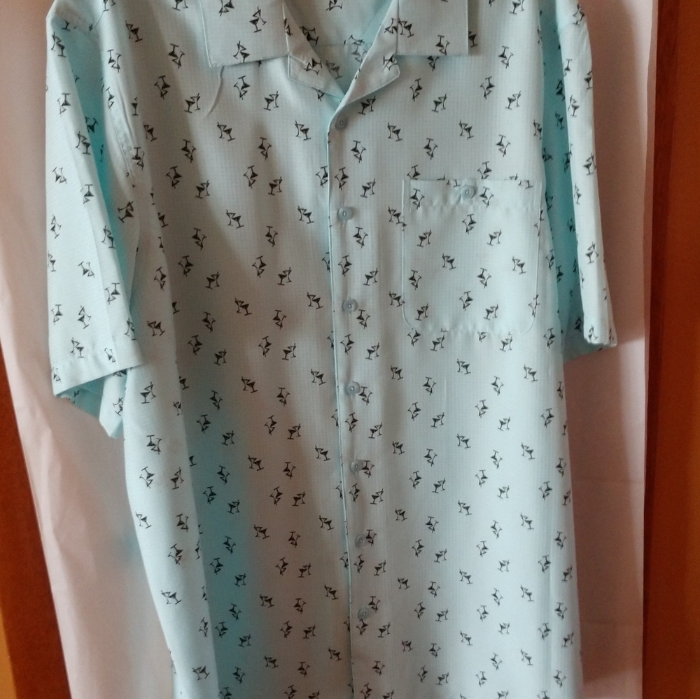 Marc Edwards men's short sleeved shirt, 2XLT, Light Turquoise Blue